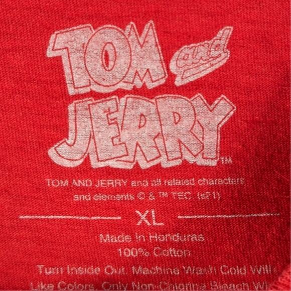 Tom and Jerry Crop T Shirt Womens XL Red Cartoon Graphic Short Sleeve Tee - Picture 4 of 4